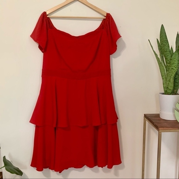 City Chic True Romance Tiered Ruffle Dress in Red‎ sz S/16 - Picture 2 of 4
